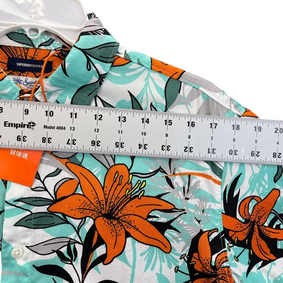 Superdry Men's Polo Shirt Size S Hawaiian Orange Vintage Button Up - Picture 3 of 12